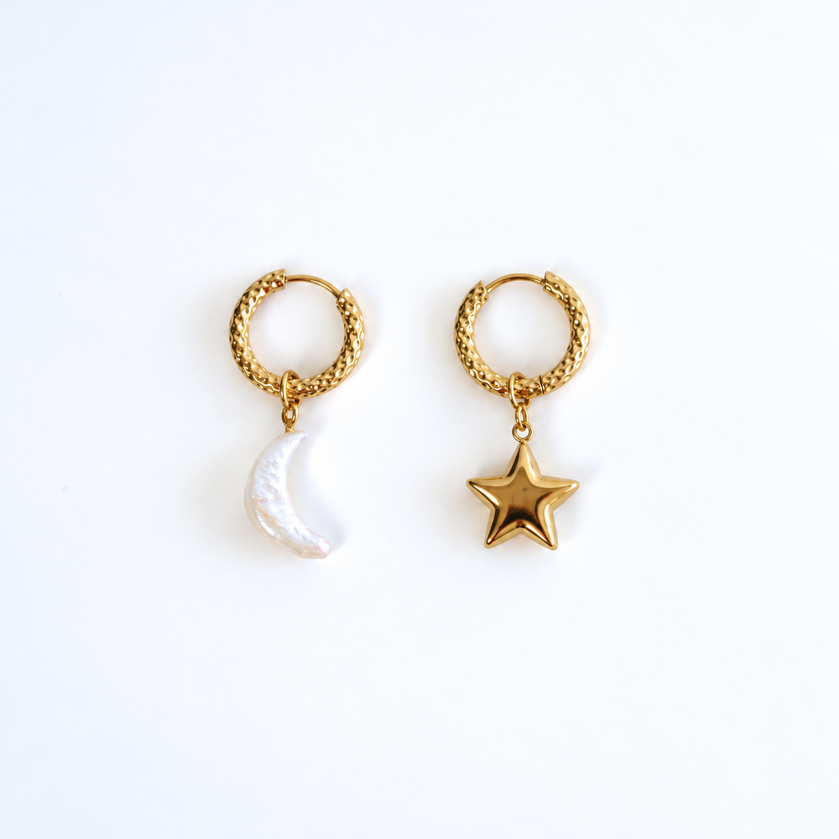 Etherea Moon & Star Huggie Earrings
