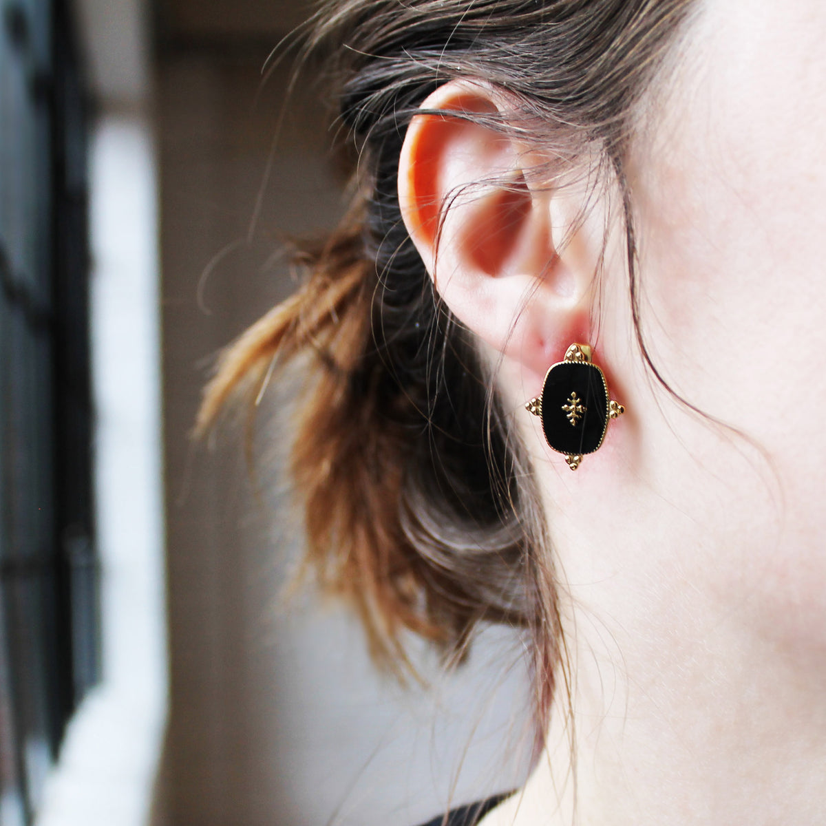 Giselle Onyx Medallion Earrings
