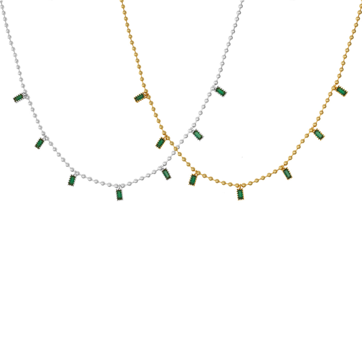 Collier à franges d'émeraudes Octavia